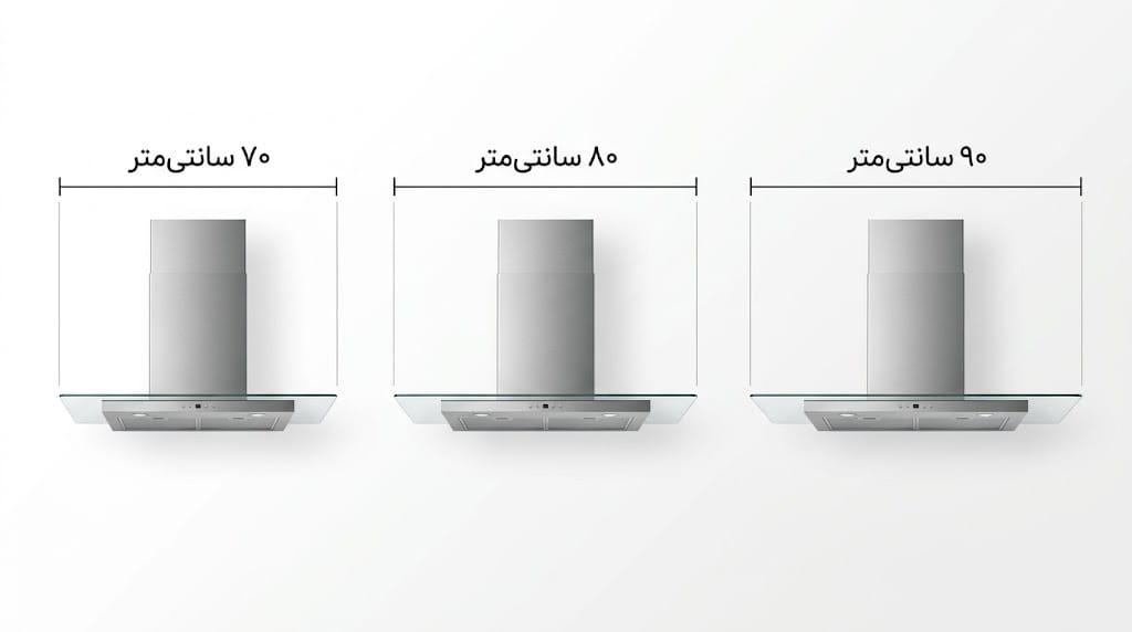 سایز هود کن ۷۰ ۸۰ و ۹۰ سانتی متر